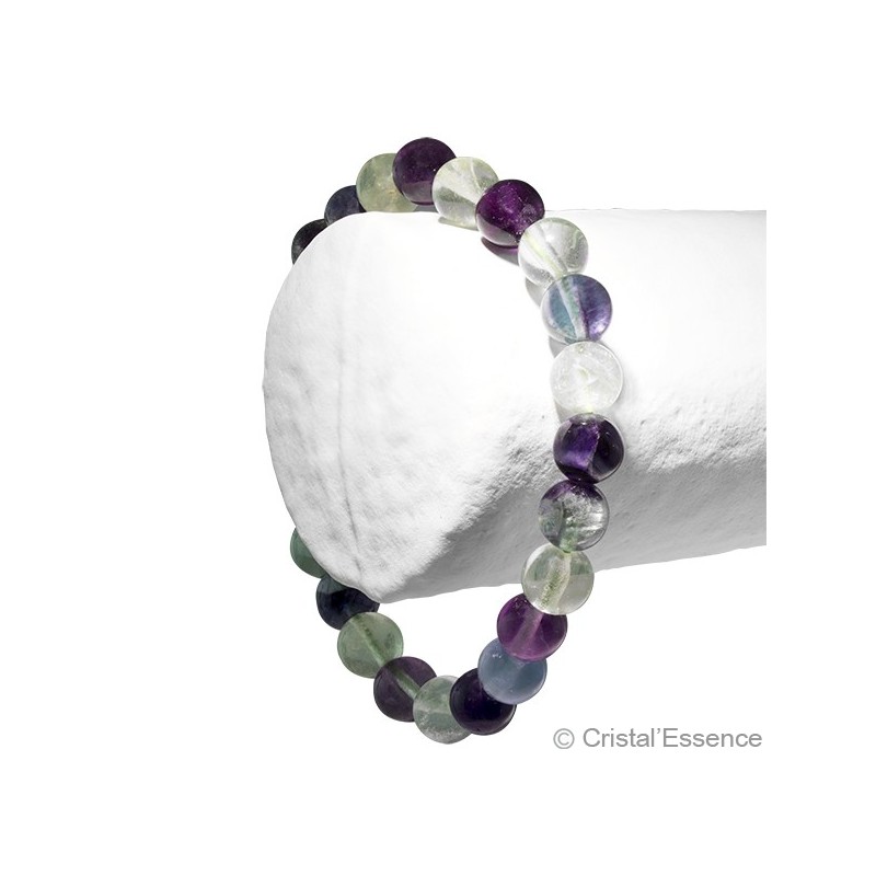 Bracelet Fluorite multicolore, perles de 6 ou 8 mm - Lithothérapie