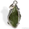 Moldavite brut naturelle authentique en pendentif 4 griffes argent