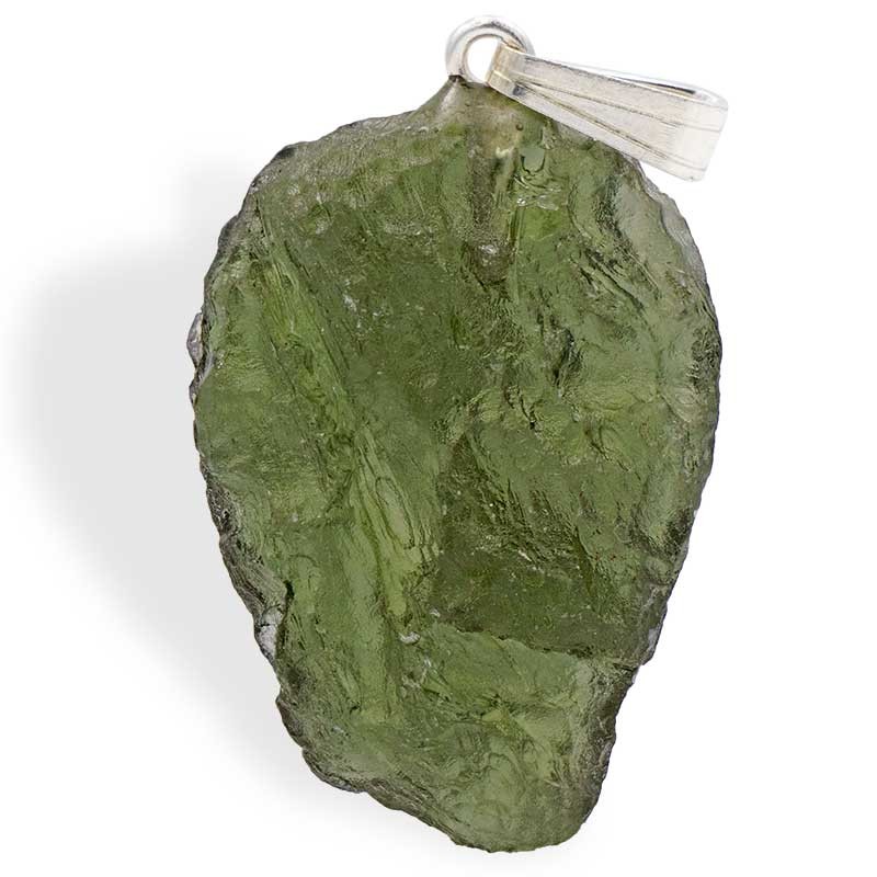 Moldavite brut, specimen entier, pendentif attache, 3,95 g