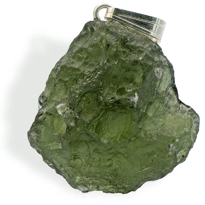 Moldavite pendentif argent, pierre de cœur par excellence