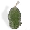 Moldavite authentique, naturelle, specimen entier en pendentif argent