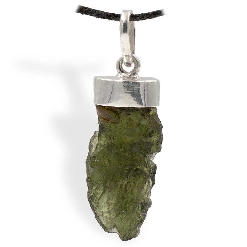 Moldavite pendentif argent, pierre de cœur par excellence, pierre d'ouverture à la vie