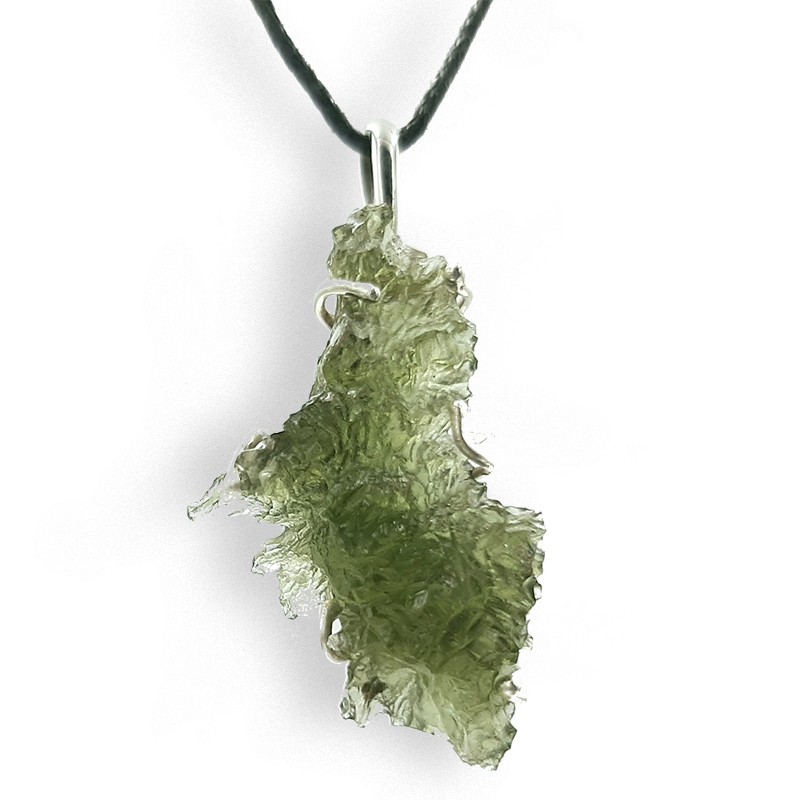 Moldavite de Nesmen Forest, pendentif argent, très rare, 4,04 g